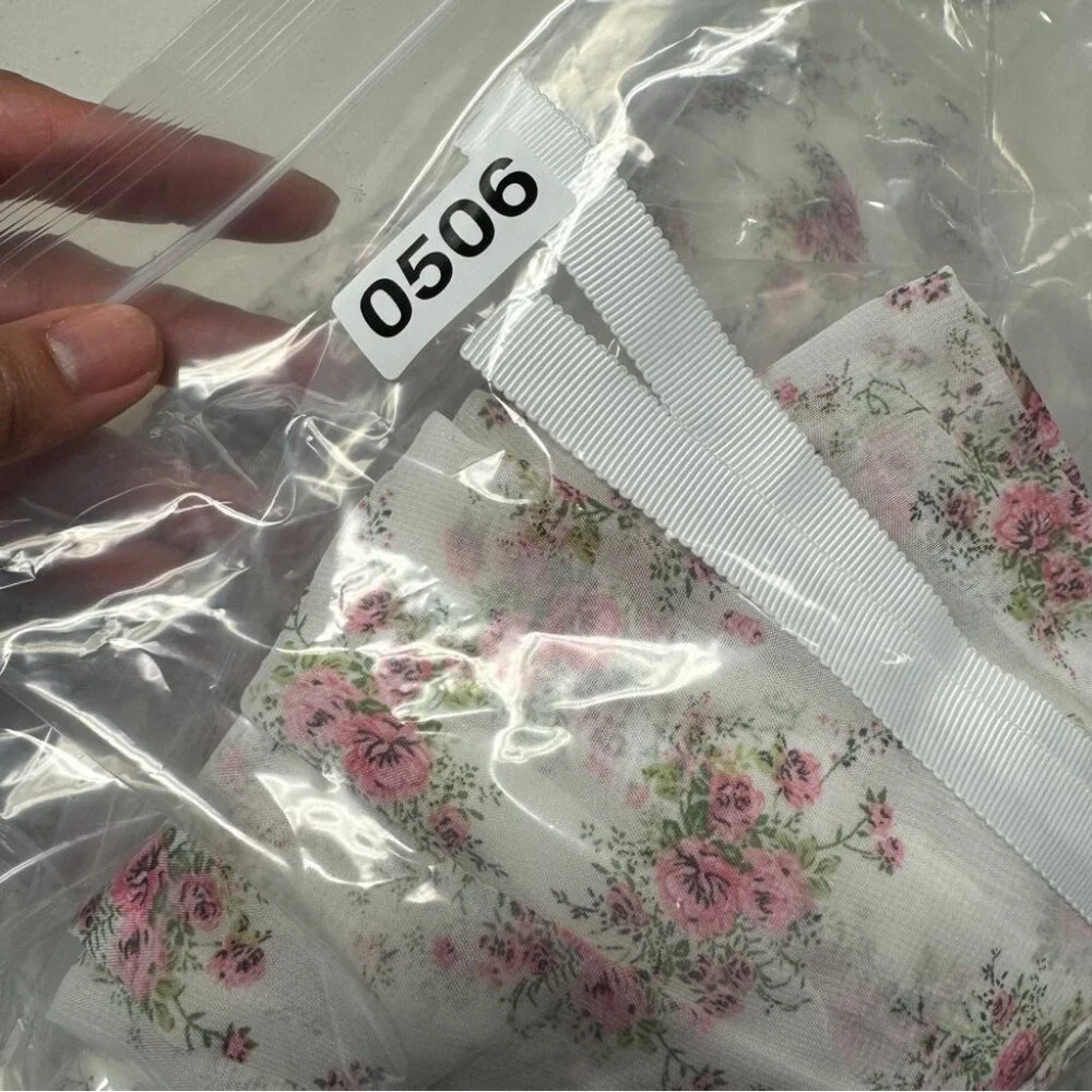 Frime White Floral Pleated Midi Skirt Size L Romantic Cottagecore Flowy Vintage - Picture 13 of 13